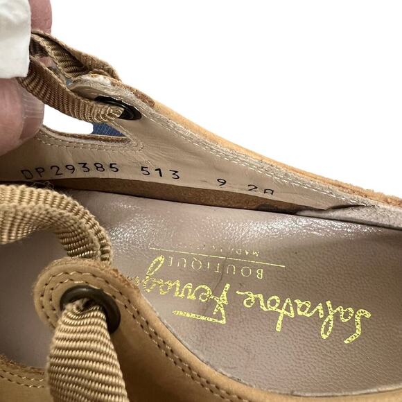 Salvatore Ferragamo Boutique Tan Suede Lace Espadrilles Size 9 - Picture 10 of 11